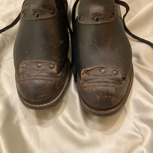 RARE Vintage Black Hy-test Steel Toe Metatarsal Safety Ankle Shoes Boots 1960s - Picture 3 of 12